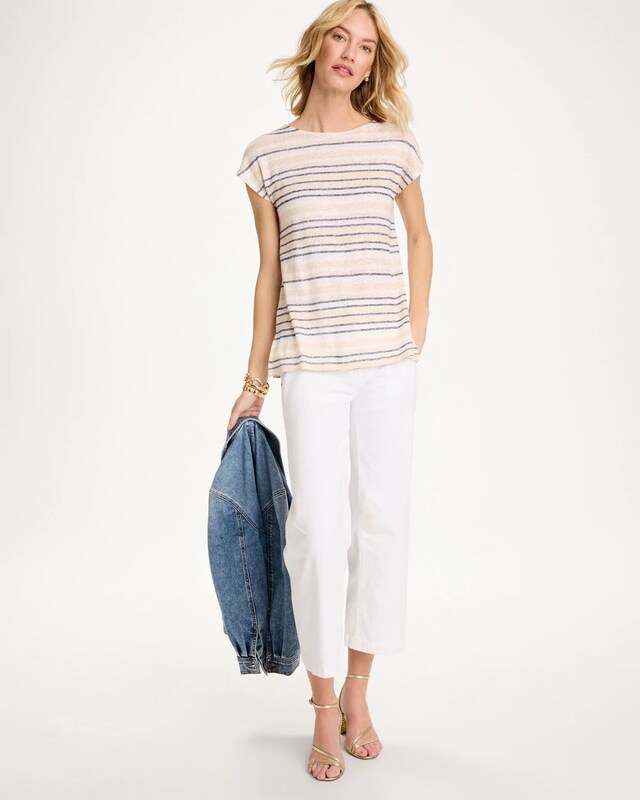 Striped Linen Dolman Tee - image 2